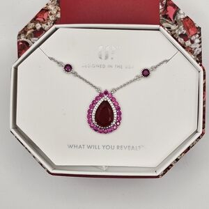 NEW Bomb Party Light of the Summer Stars July Birthday Necklace Ruby on Rhodium